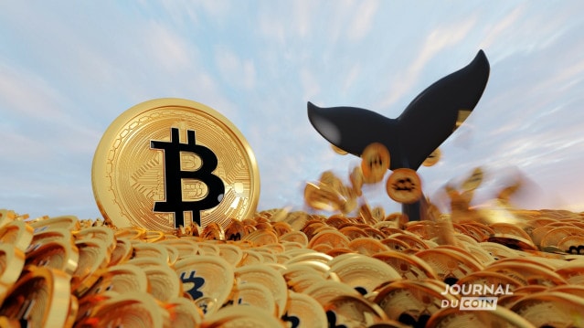Une baleine, un gros investisseur, dans une mer de Bitcoin