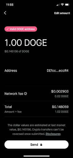 Dogecoin: relatively low transaction fees.