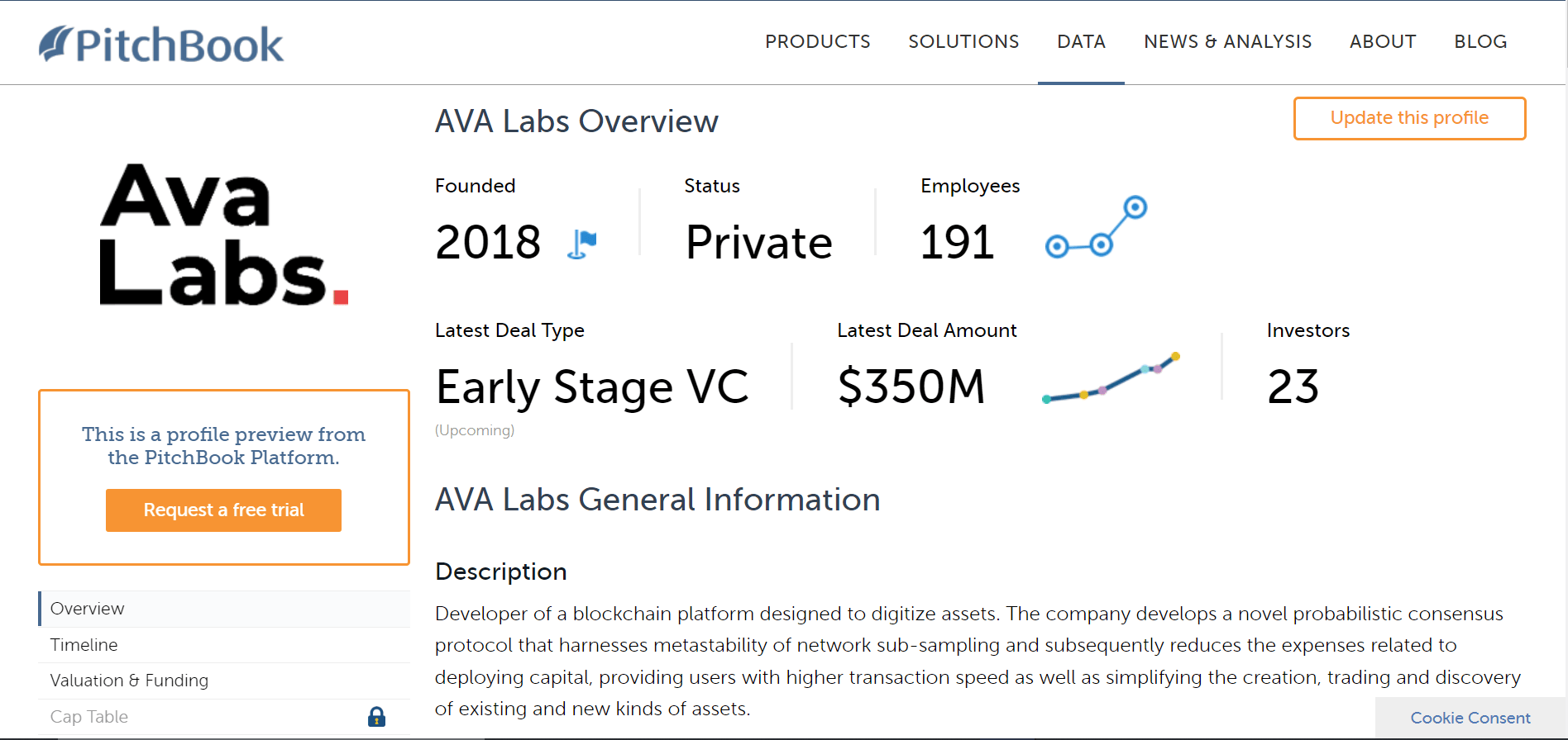 Quelques métriques concernant l'entreprise Ava Labs