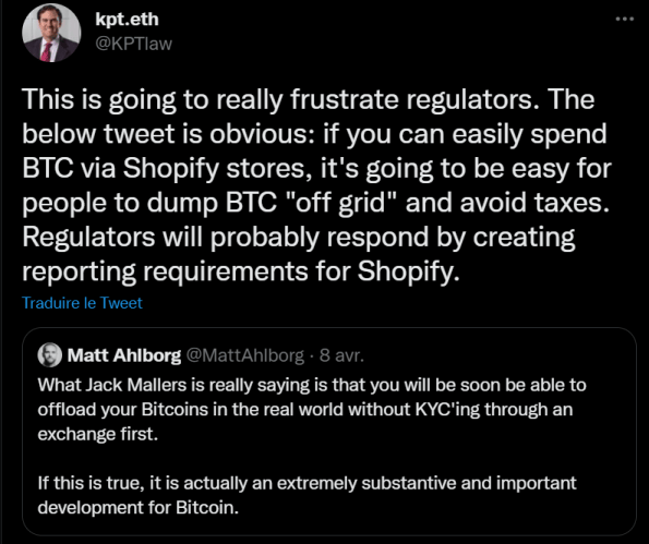Lawyer Kevin Thompson spoke about the impact of bitcoin on Shopify