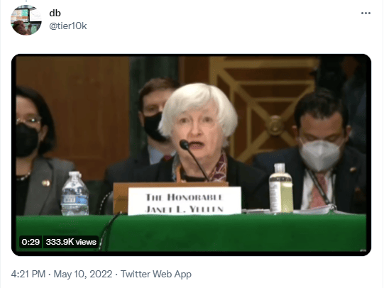 Jannet Yellen s'exprimant sur le stablecoin UST au Financial Stability Oversight Council.