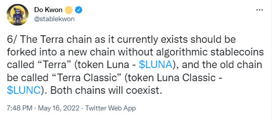 Do Kwon appelle à crée une nouvelle blockchain Terra, et laisser "Terra Classic" de côté.