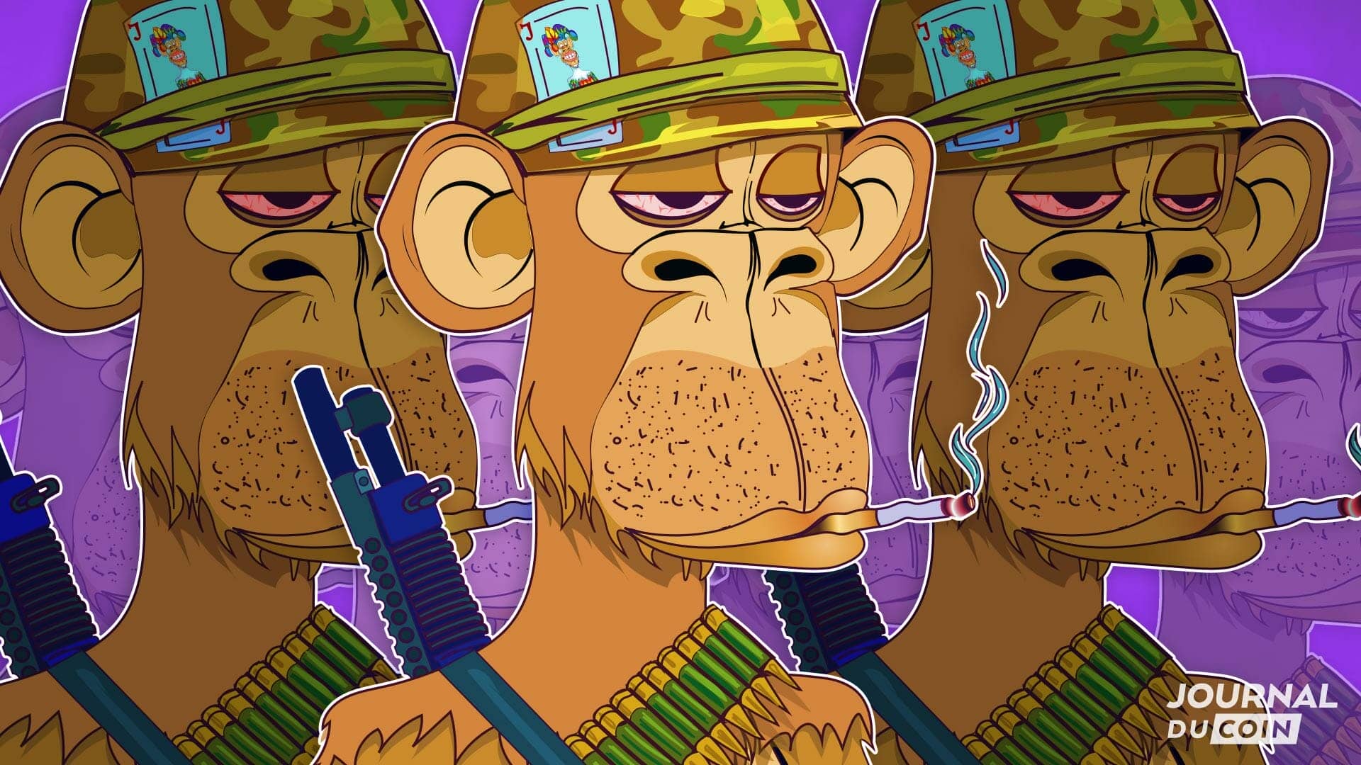 Les Bored Ape, avatars NFT participant au BattleBot Royal de cette dystopie crypto. symbol des play to earn et du metaverse