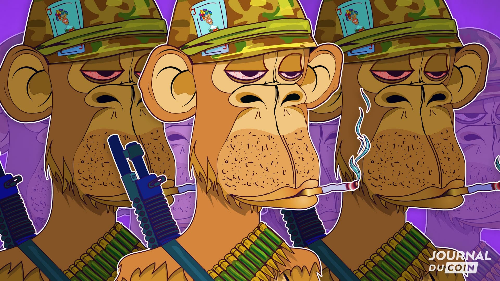 Les Bored Ape, avatars NFT participant au BattleBot Royal de cette dystopie crypto. symbol des play to earn et du metaverse