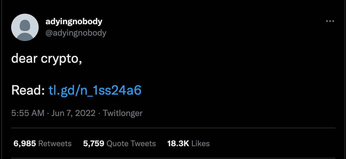 Tweet de @adyingnobody annonçant des révélations compromettantes sur des membres de la cryptosphère