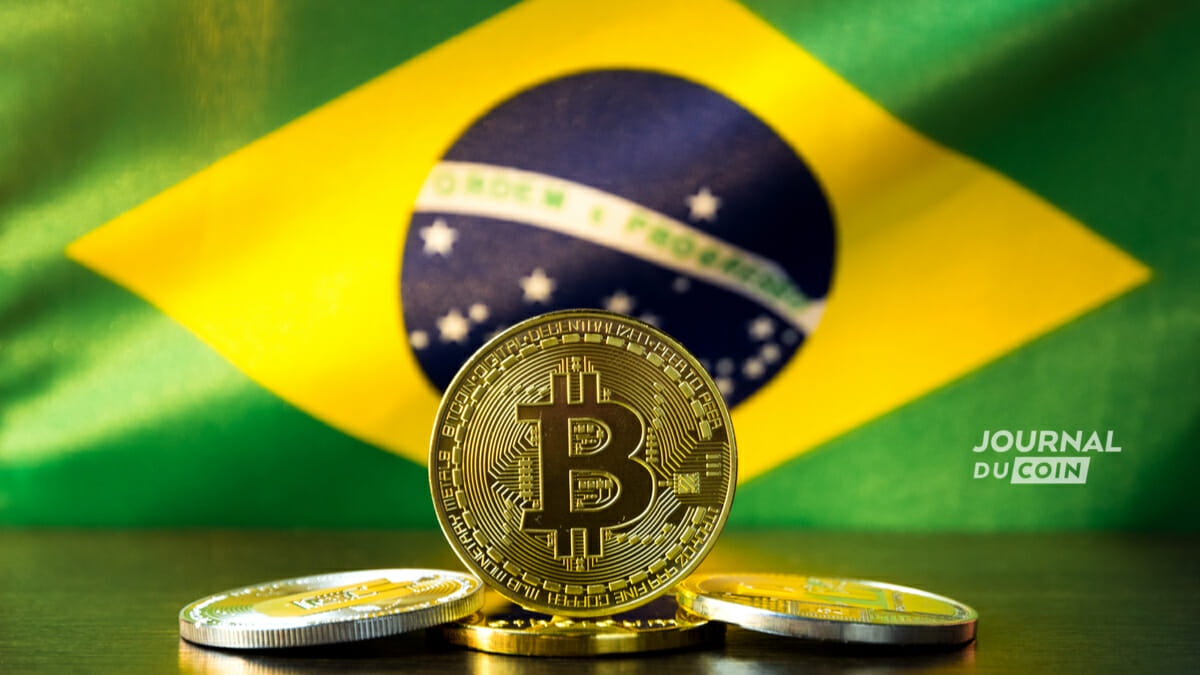 Drapeau Brésilien et un bitcoin