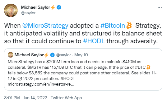 Michael Saylor ne flanchera pas : jamais MicroStrategy ne revendra ses bitcoins.