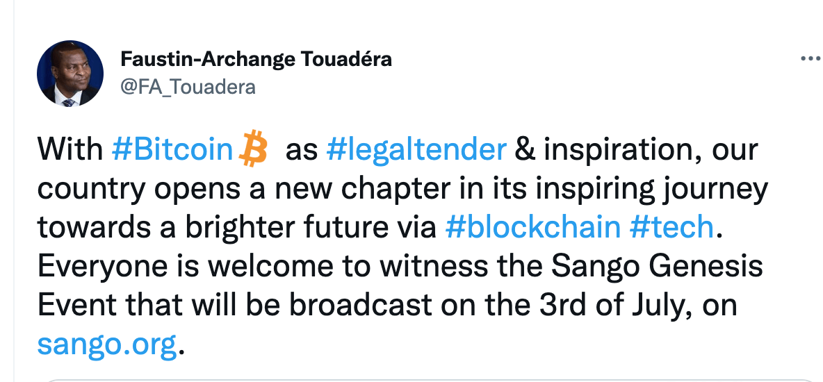 Durant cet événement, le président centrafricain à faire part de ses crypto-plans pour l'avenir. Le web 3 permettra, d'après lui, un avenir florissant pour l'économie du pays.