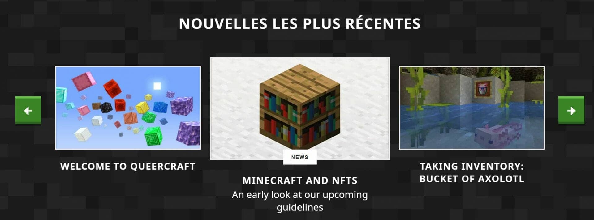 Capture d'écran du blog de Minecraft