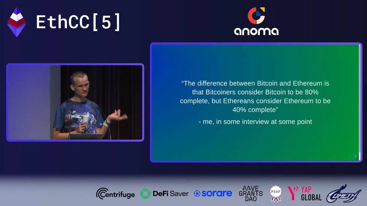 Vitalik Buterin compare l’avancement de Bitcoin et Ethereum.