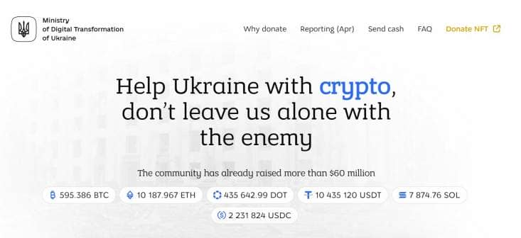 Thus, the Help Ukraine website displays almost $60 million in donations in multiple cryptocurrencies, which is 30 times more than in Russia.