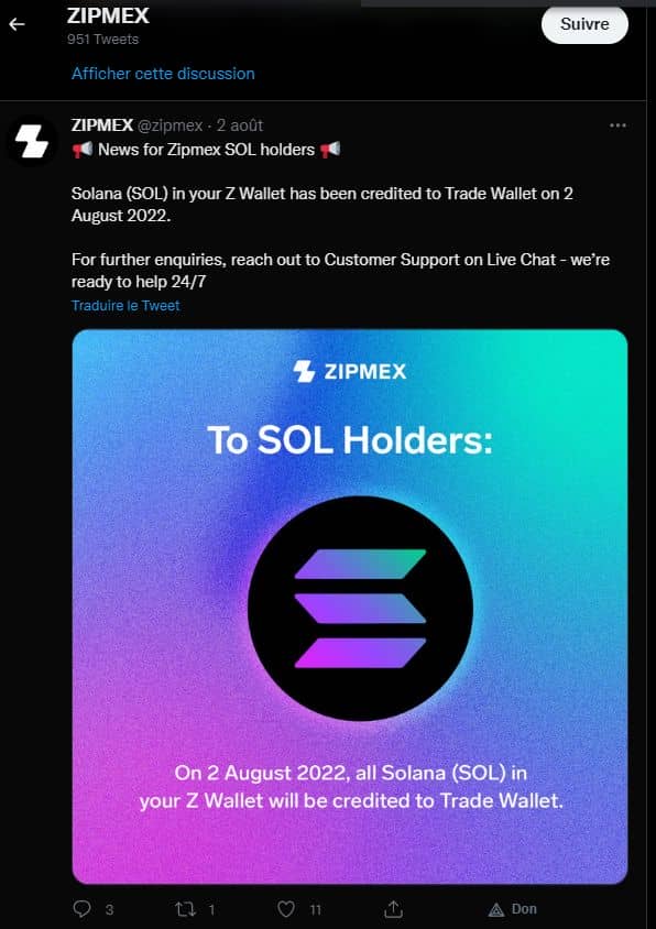 le premier token disponible pour les clients de Zipmex est le Solana