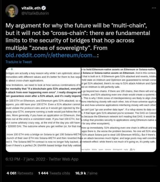 Vitalik Buterin avait vu juste ! Oui, il y a bien un problème de sécurisation des protocoles inter-chain dans l'écosystème des cryptomonnaies. Il avait abordé ce problème en janvier dernier, et l'avenir lui a donné raison.