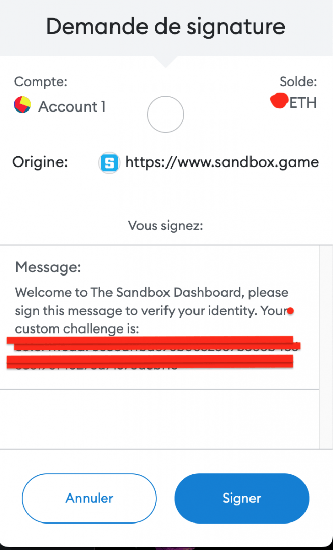 Accepter de relier votre Metamask à votre compte The Sandbox