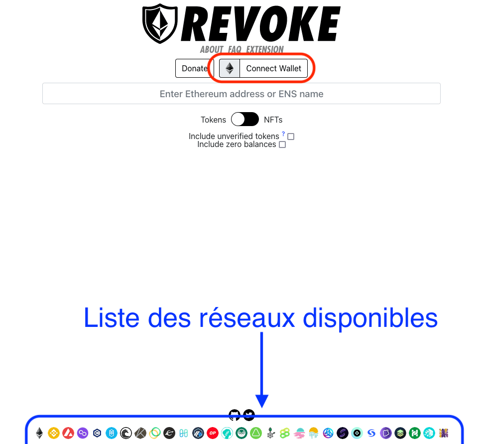 Revoke.cash est un site, une application décentralisée qui permet de révoquer les smart contracts 