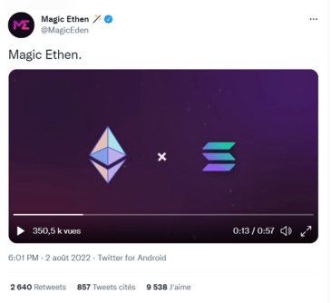 Capture écran twitter d'une publication de Magic Eden.
