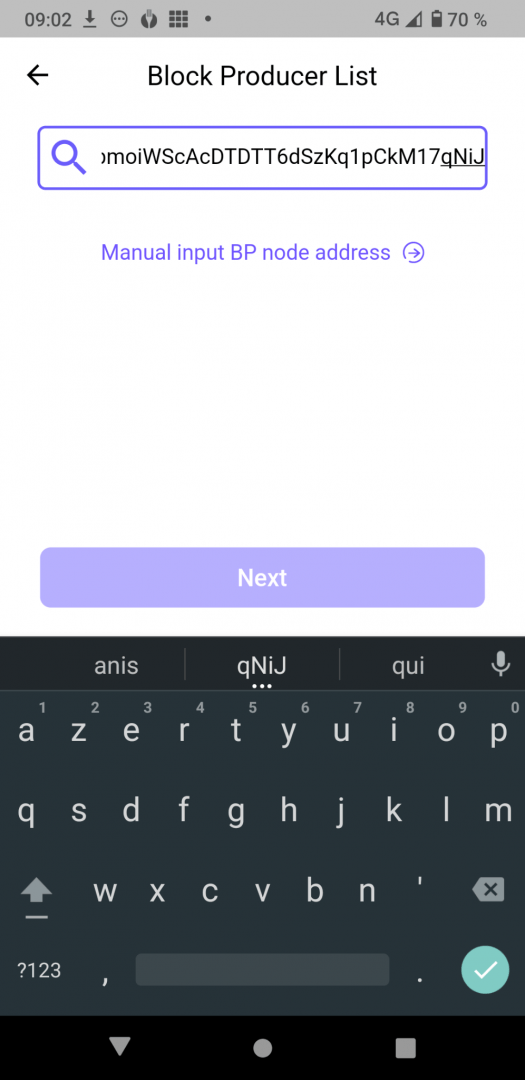 Ajout manuel de l'adresse du block producer Mina