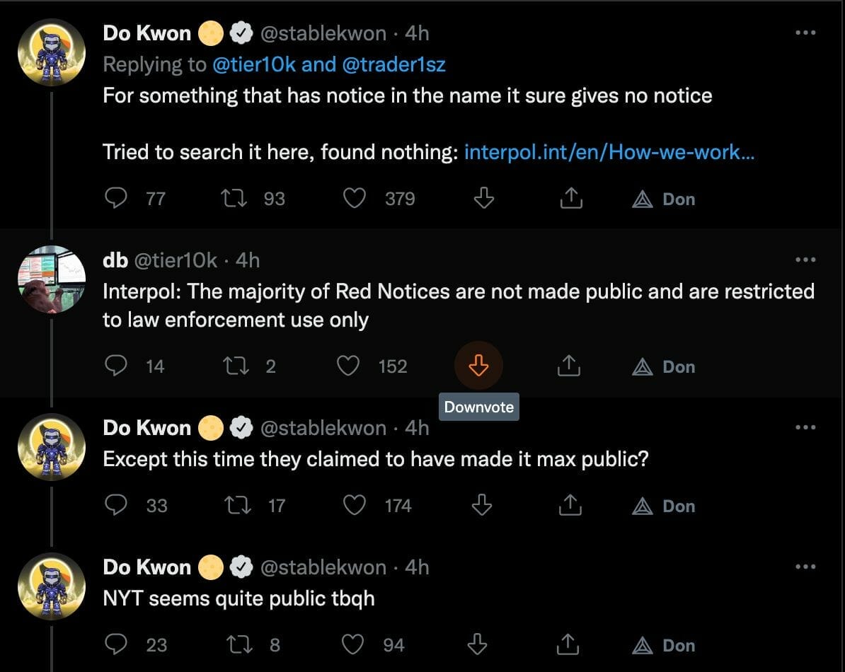 Tweet de Do Kwon, plein de sarcasmes pour Interpol