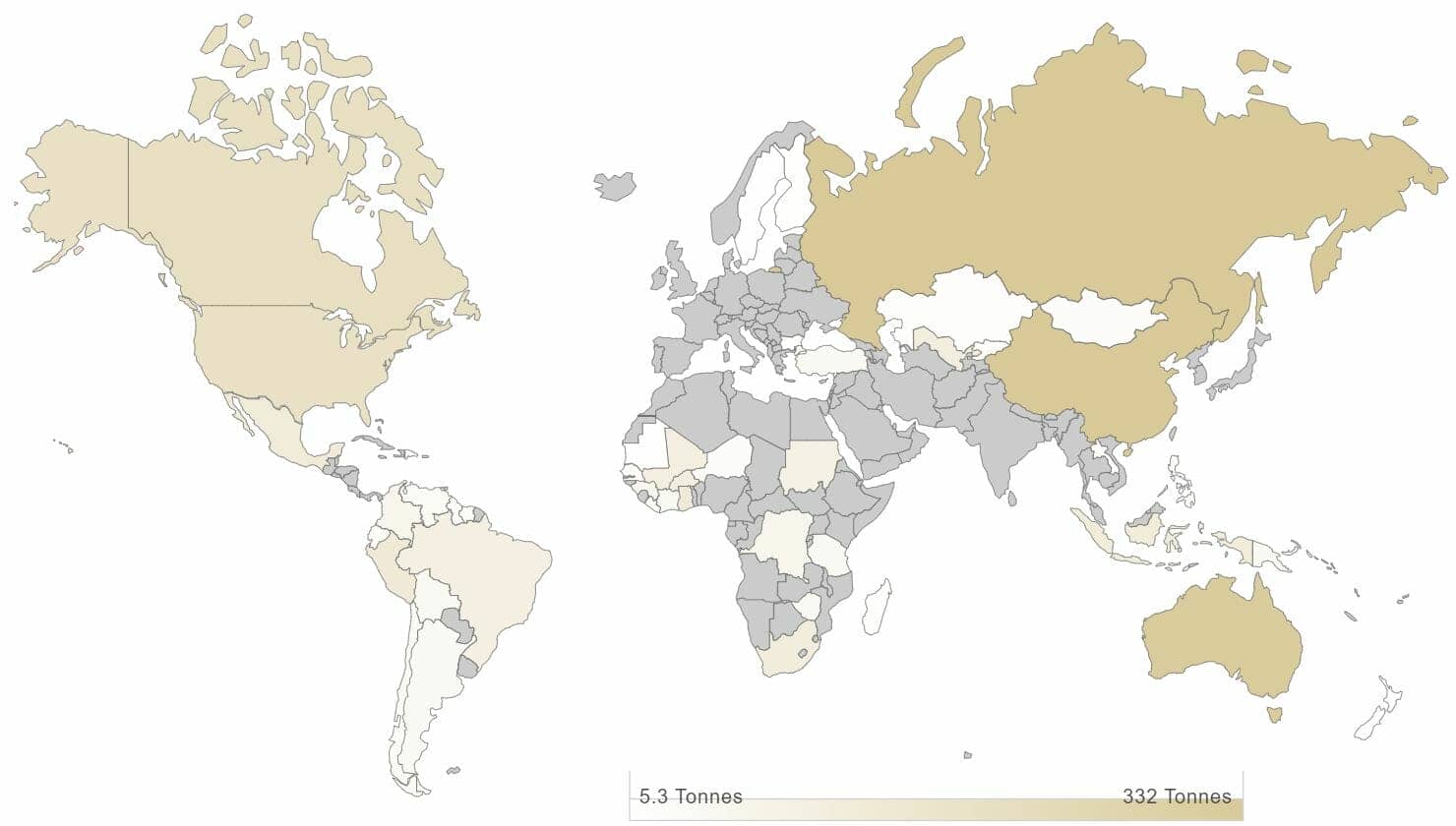 Carte géographique du monde sur l'extraction minière en 2021 - Global World Council
