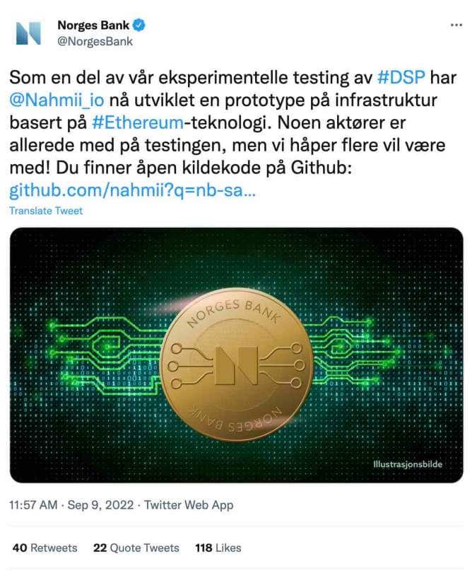 La Banque centrale norvégienne a donc dévoilé le code source de sa MNBC sur GitHub