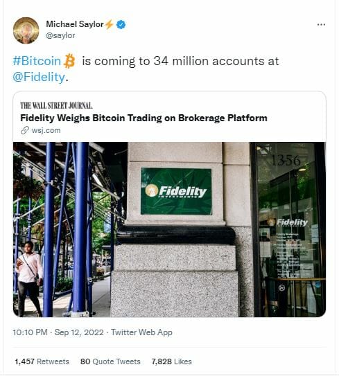 Fidelity : du Bitcoin pour les clients particuliers ?