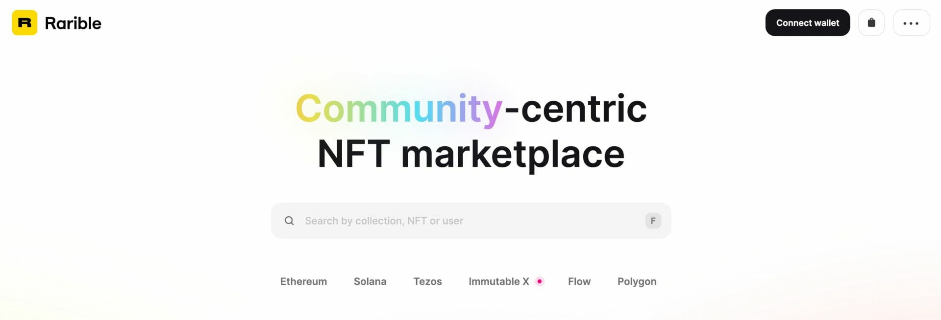 Avec Rarible, vous pouvez acheter des NFT sur les blockchains Ethereum, Solana, Polygon, Tezos, Immutable X et Flow.