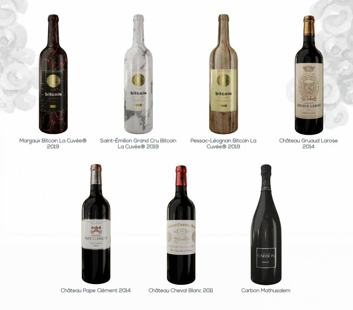 Cuvées proposées pour la collection NFT Genesis du Wine Bottle Club