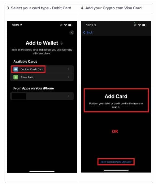 Ajouter la carte Visa Crypto.com sur Google Pay et Apple Pay