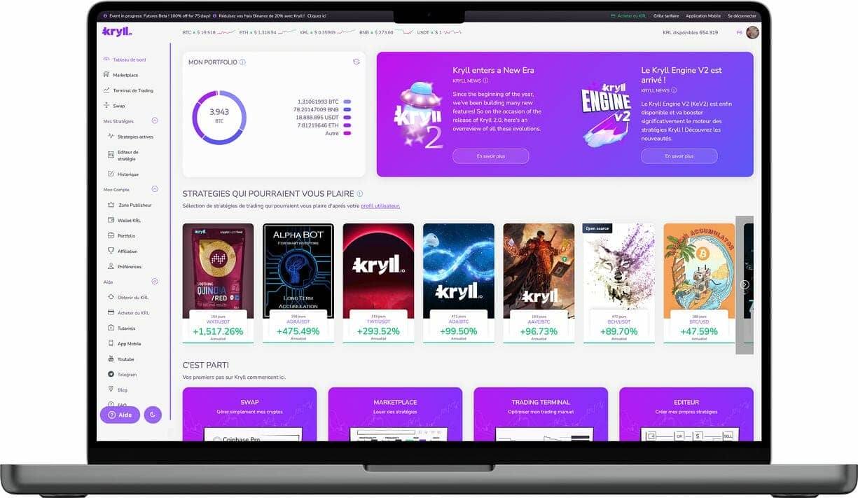 The Kryll marketplace allows you to find the automated strategy(ies) that meet your expectations