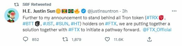 Justin Sun et FTX à la rescousse des détenteurs de tokens TRON