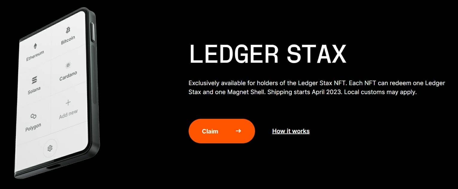 Les premières pré-commandes de Ledger Stax sur le site internet sont réservées aux détenteurs d'un NFT particulier.