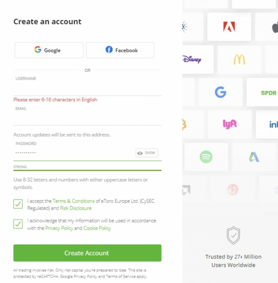 ouverture d'un compte eTORO