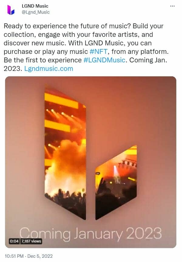 The Warner Music Group and Polygon (MATIC) collaborate with the startup LGND to create a web3 music platform called LGND Music