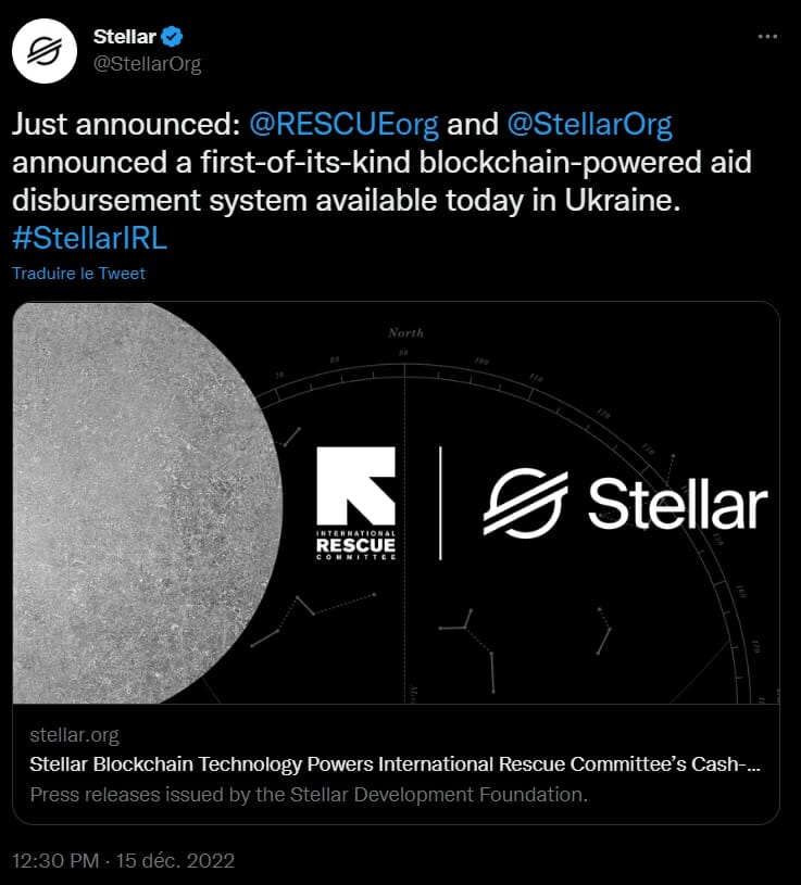 La blockchain Stellar vient en aide aux réfugiés ukrainiens en facilitant l'accès à l'USDC et aux conversions de celui-ci en cash.