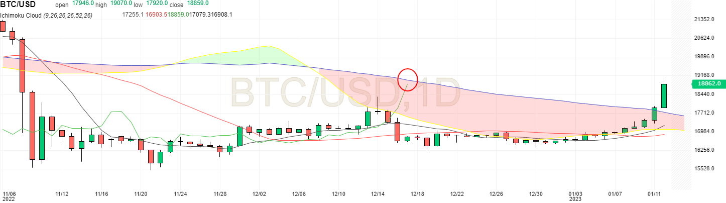 BTC USD in daily units
