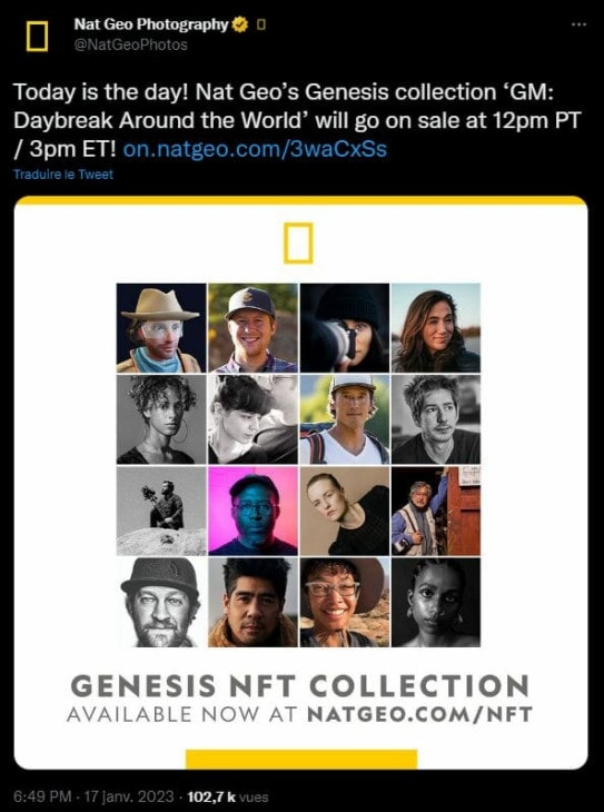 16 photographes au service du 135ème anniversaire du National Geographic. Le lancement de la première collection de NFT du National Geographic a été légèrement gâché par les critiques sur les réseaux sociaux.