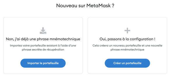Création d'un nouveau portefeuille sur MetaMask