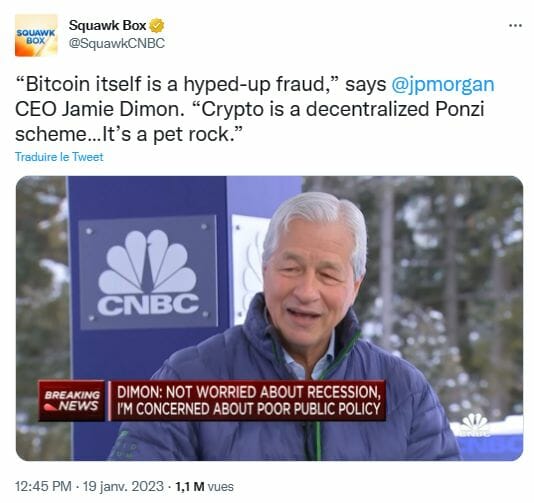 Pour Jamie Dimon, insulter Bitcoin semble être une passion.