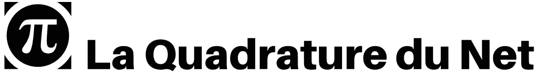 شعار La Quadrature du Net ، جمعية تناضل من أجل الدفاع عن الحريات على الإنترنت.
