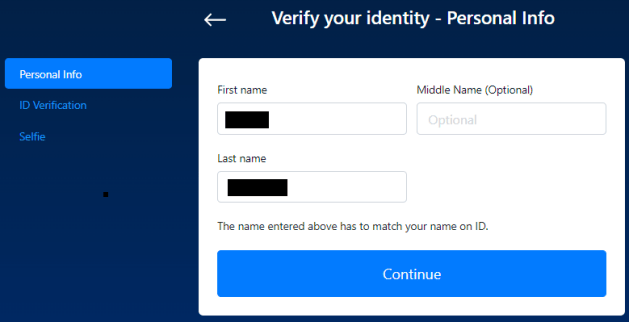 Crypto.com impose la réalisation d'un KYC afin de confirmer votre identité.