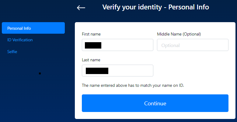 Crypto.com impose la réalisation d'un KYC afin de confirmer votre identité.