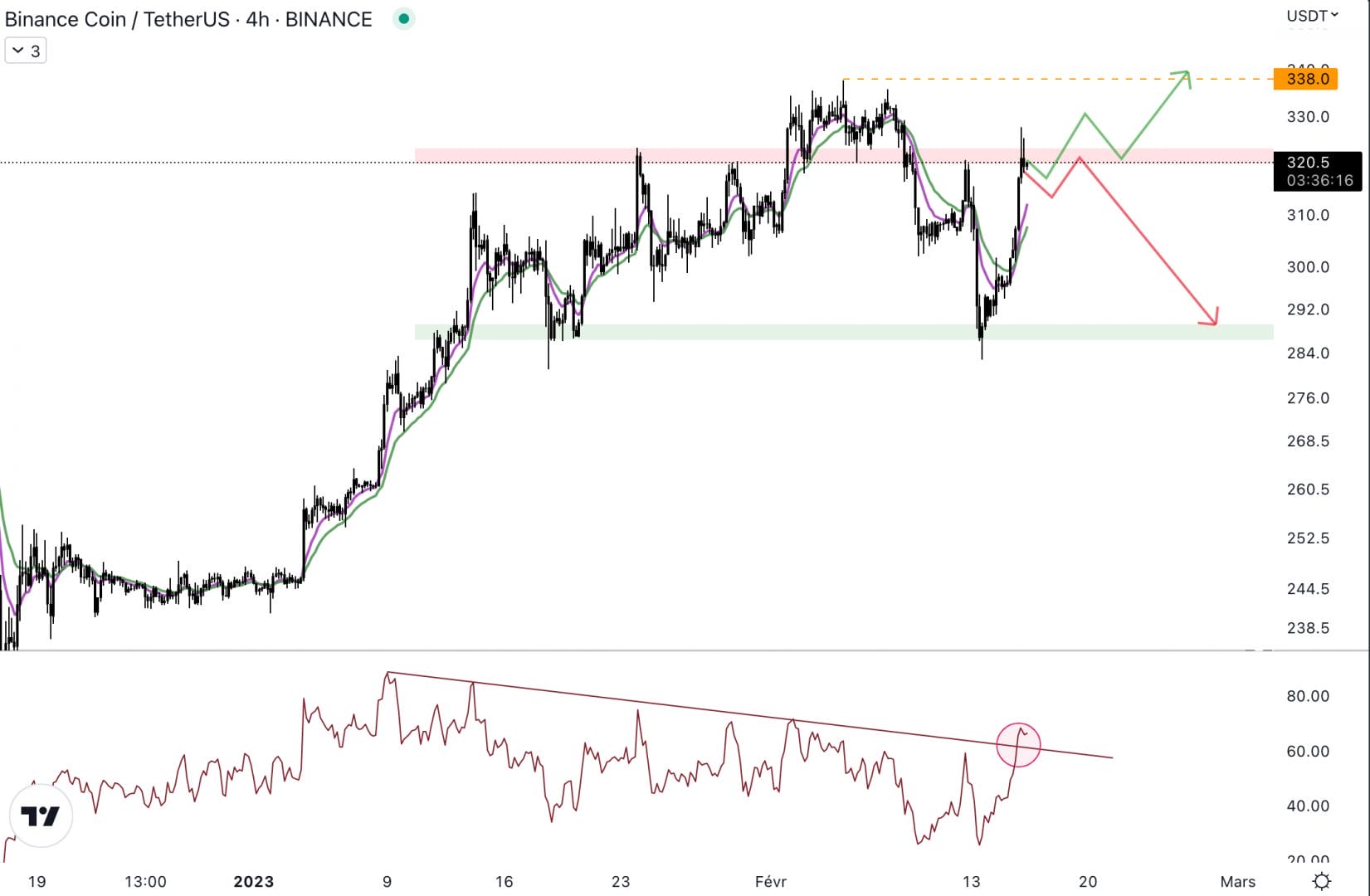 Le Binance Coin doit clôturer au-dessus de 338 dollars en 4H - 16 février 2023