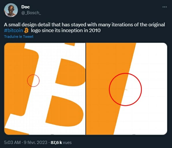 Le compte Twitter Bosch révèle des imperfection dans le fichier initial du logo Bitcoin.