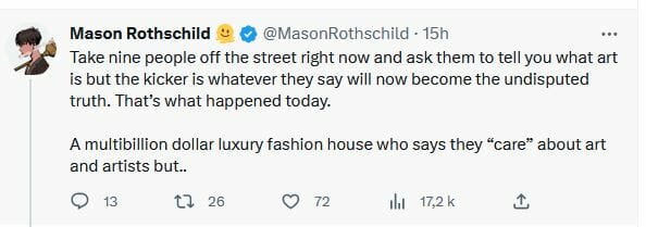 L'artiste Mason Rothschild réagit vivement à sa condamnation via les réseaux sociaux.