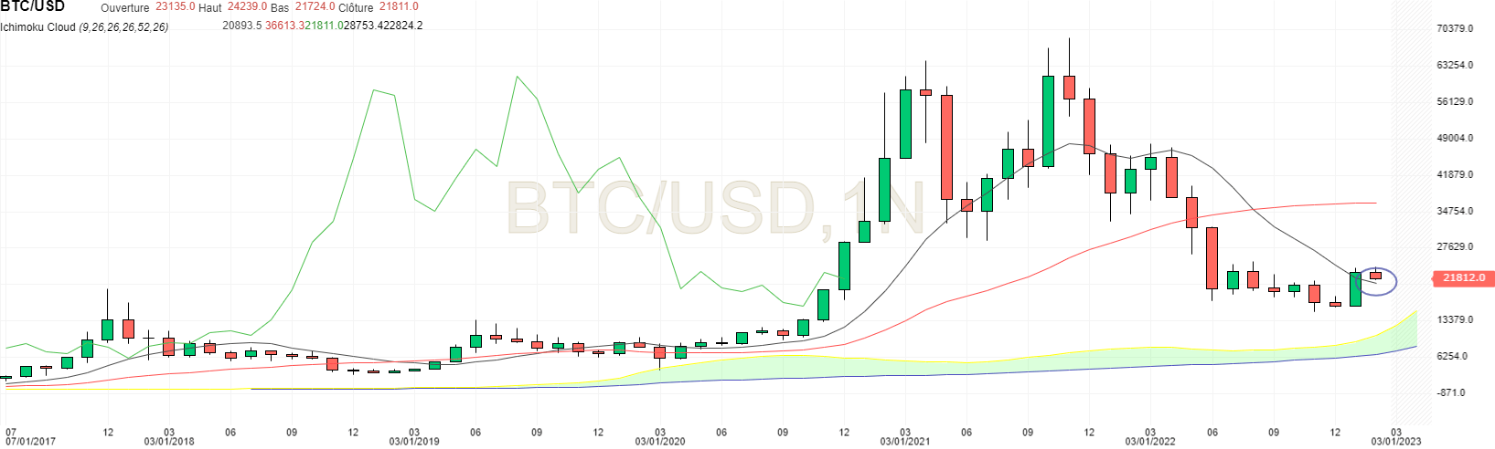 BTC USD en unité mensuelle