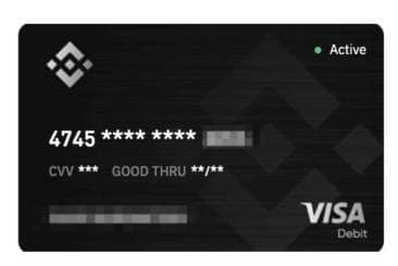 carte de paiement VISA Binance avec un design épuré.