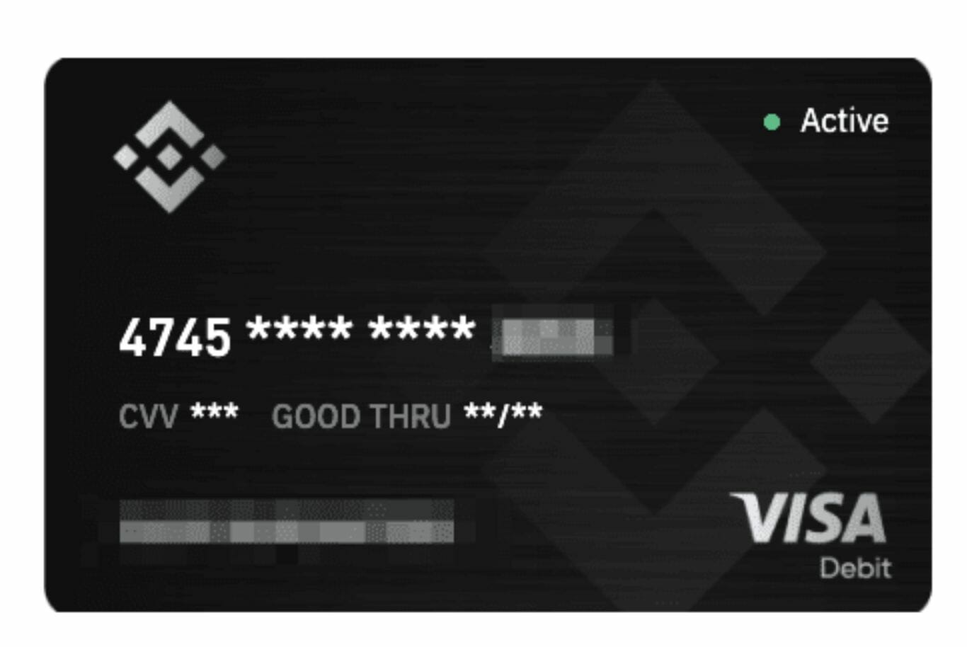 carte de paiement VISA Binance avec un design épuré.