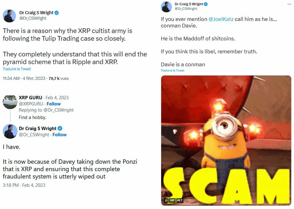 Craig Wright insulte copieusement XRP et Ripple