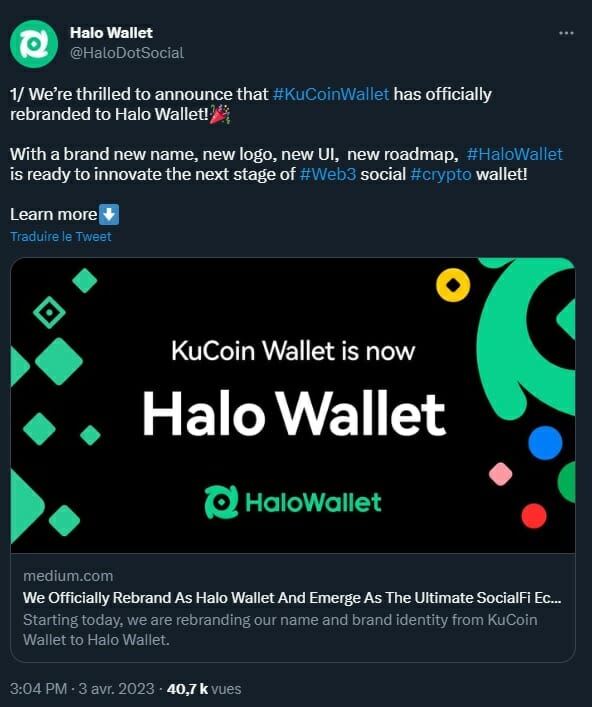 L'exchange crypto KuCoin annonce le rebranding de son wallet en Halo. Un portefeuille numérique orienté sur les interactions sociales.