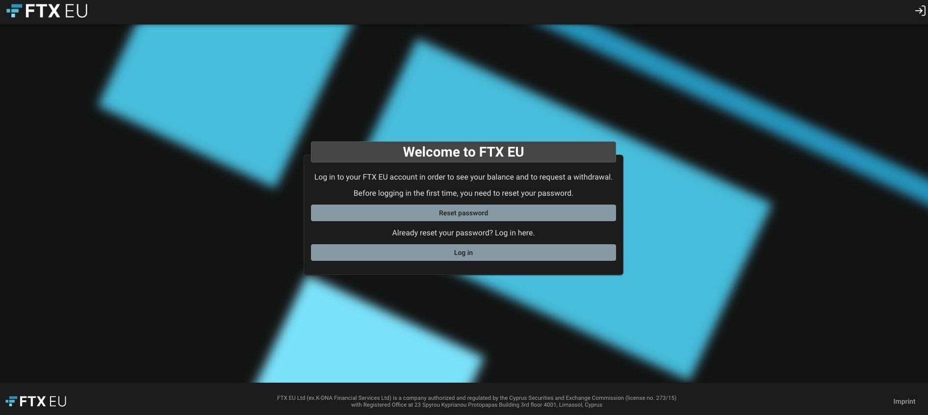 Interface d’accueil du site ftxeurope.eu
